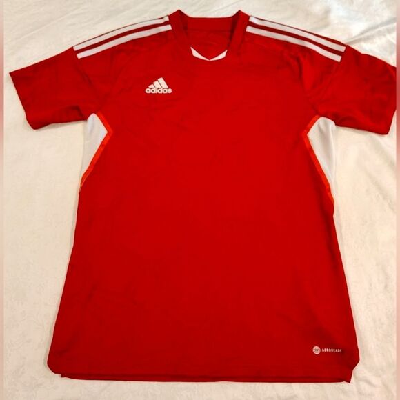 Adidas Men's Bold Red Soccer Jersey Sports Sz Medium - Picture 2 of 14
